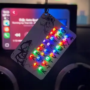 LED Card Pendant Light - Built-in LEDs Car Interior Decor, Car Ornaments for Drivers with Upside-World Secret Code Warning Function