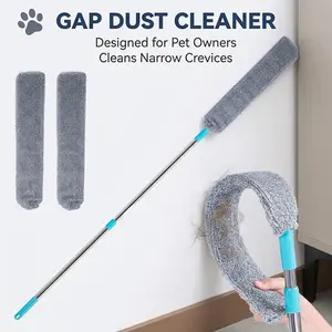 summerwins Retractable Gap Dust Cleaner - 59-in Extendable Soft Duster with 2 Microfiber Cloths, for Home, Office Cleaning, Ideal for Housewives to Clean Narrow Gaps, Furniture, Electrical Appliances