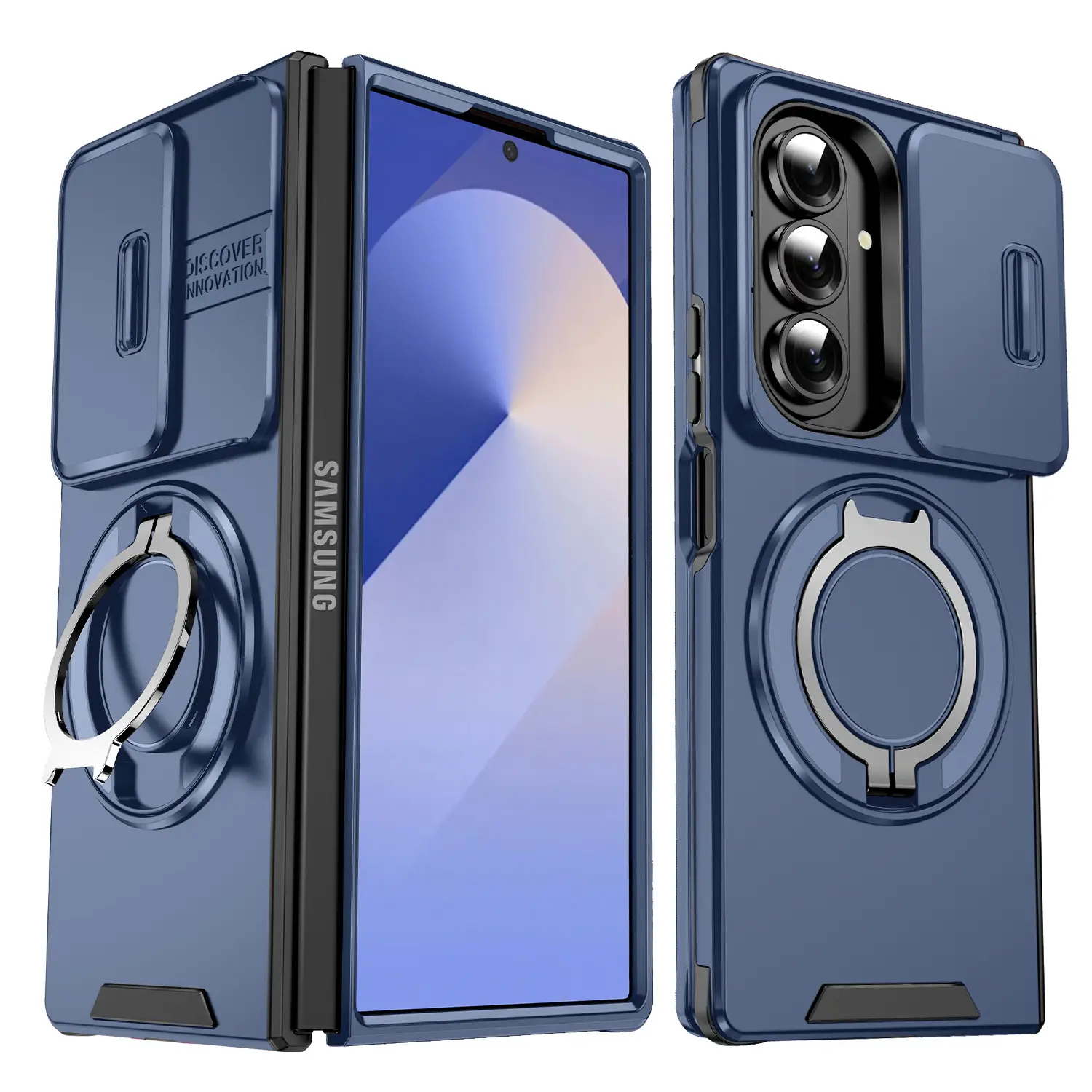 SHANTIANBAIJU for Samsung Galaxy Z Fold 8/7/6 360° Spin Magnetic Stand Case, [Built in Slide Camera Cover & Stand] Military Grade Drop [360° Ring Holder]Full Body Shockproof Case Phone Case [Compatible with MagSafe]