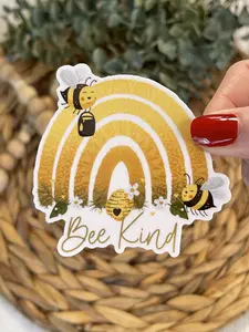 Bee Kind Rainbow Sticker, Bee Kind Decal, Bee Kind Bumblebee Sticker, Mental Health Awareness Sticker, Be Kind To Every Kind, Encouraging