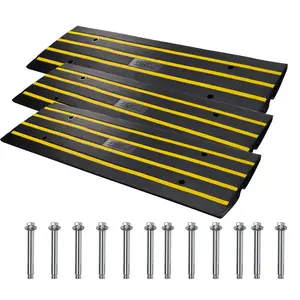 Fathersdaygift Heavy Duty Rubber Curb Ramps, 3-Pack Threshold Ramps with 33069 lbs Weight Capacity, 2.6-in High Expandable Set for Loading Dock, Garagedealsforyoudays