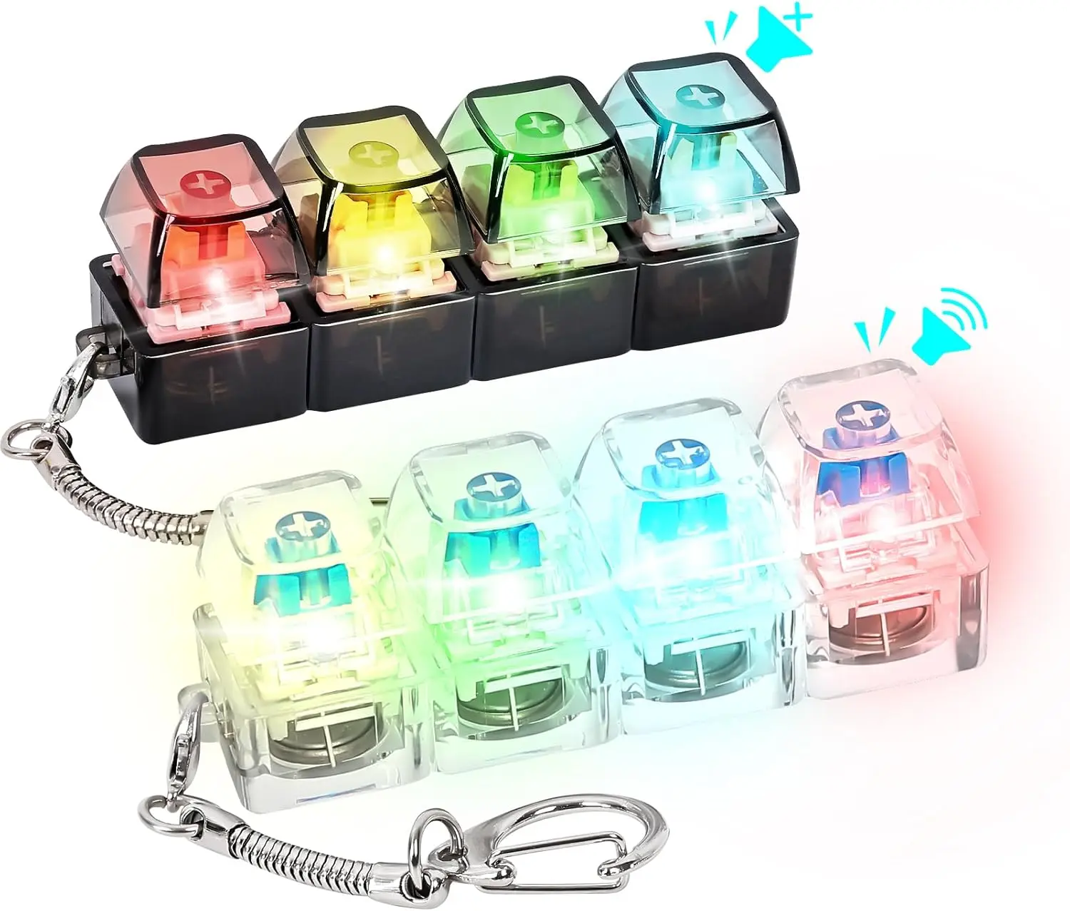 Stress Relief Keyboard Fidget Toy with LED Lights, Clicker Fidget Keyboard, Boost Focus and Calm Anxiety ADHD for Brother Father Husband Boyfriend ,Valentine's Day NewYear Gifts