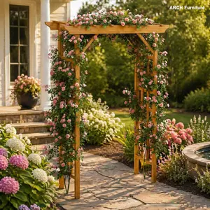 Solid Wood Classic Arch Arbor - Elegant Design Garden Trellis for Plant Climbing, Plant Support, Backyard Outdoor Garden Decor