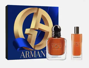 Giorgio Armani Stronger With You Intensely 2pcs Set ( 3.4oz EDP Spray = .50oz EDP Mini Spray ) for MEN