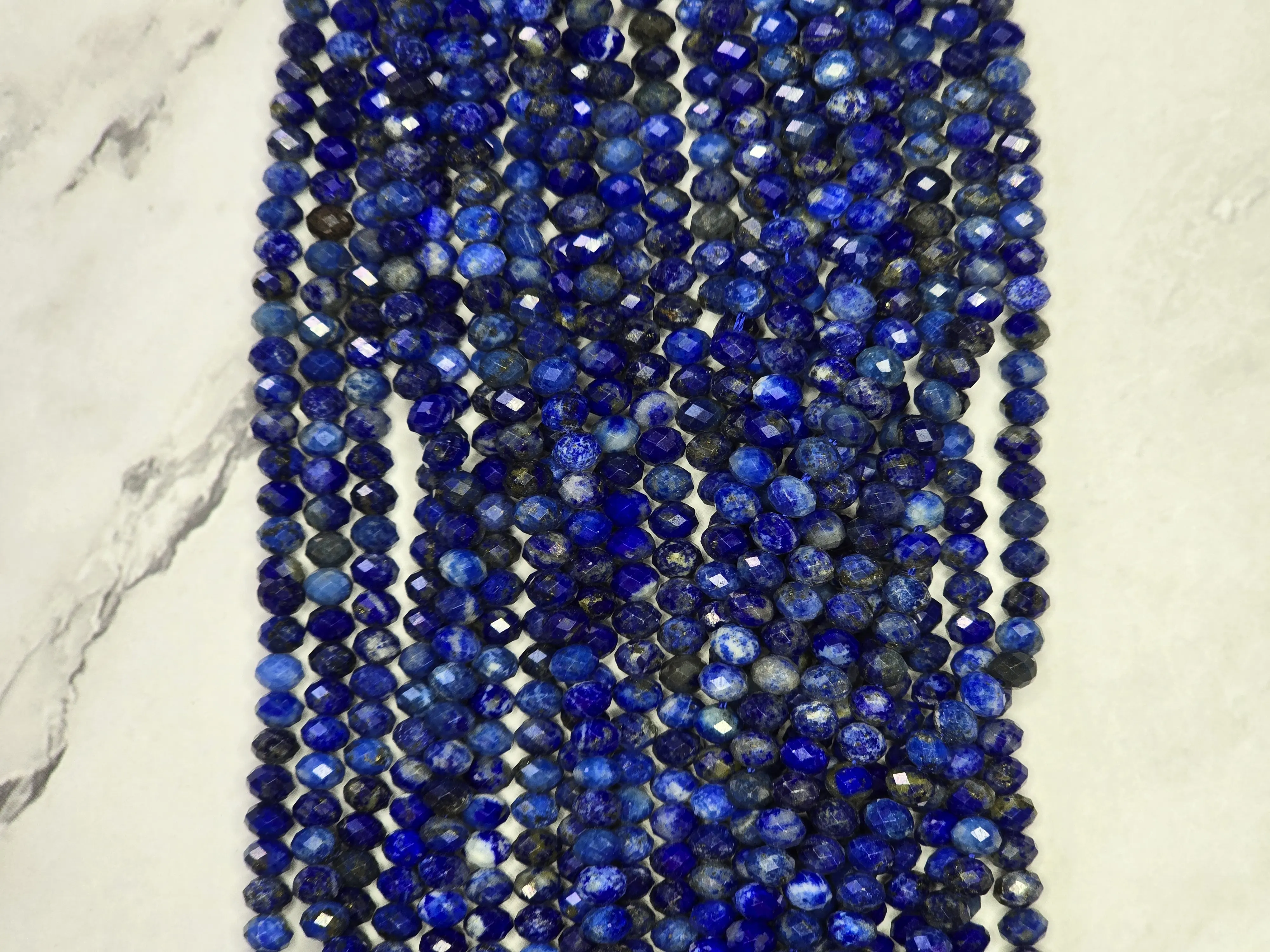 Natural Lapis Lazuli Gemstone Bead Strands | Royal Blue Pyrite DIY Jewelry