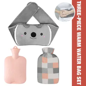 3-Piece Winter Essential Hot Water Bag & Hand Warmer Set with Soft, Cute Waist Cover Belt - Hot Water Bottles for Ultimate Warmth! Cover Thick