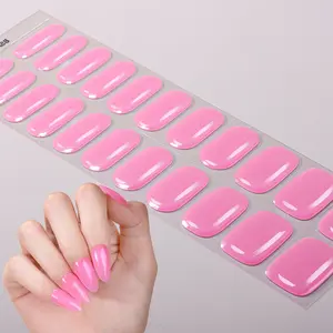 22 tips Gel Nail Full Wraps, Pale pink Nail Strips, Long-Lasting Self-Adhesive Oval Full Nail Sticker, Glitter Solid Design, Single Use, Suitable for Women And Girls, UV Free, Quick Nail Art, Easy to Apply&Remove, Nail Accessories