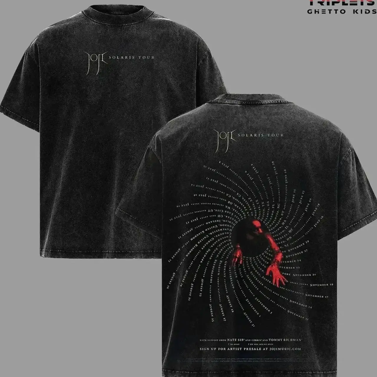 Joji Solaris Tour Washed T-Shirt Vintage Graphic Tee, Joji Music Fan Merch Shirt, Acid Wash Oversized Streetwear Tee, Retro Concert Tour Back Print Unisex Cotton Tee for Men Women, Oversize Shirt, Gift for fan, y2k Styles, Trending Shirt 0L1
