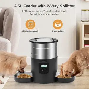 1Piece 4.5L Large Capacity Automatic Cat Feeder, Smart Pet Food Dispenser with Timer Feeding, for Cats and Dogs, with 2 Stainless Steel Bowls, Dry Food Only