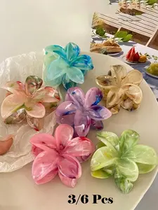 3/6pcs-Set-Of-Women-s-Ombre-Flower-Hair-Clips-With-Fashionable-Elegant-Simple-Design-These-Cute-Solid-Color-Clips-Are-8cm-3-15in-Large-And-Lightweight-Made-Of-Plastic-They-re-Perfect-For-Daily-Use-Be-It-Casual-Days-Parties-Commuting-Vacation