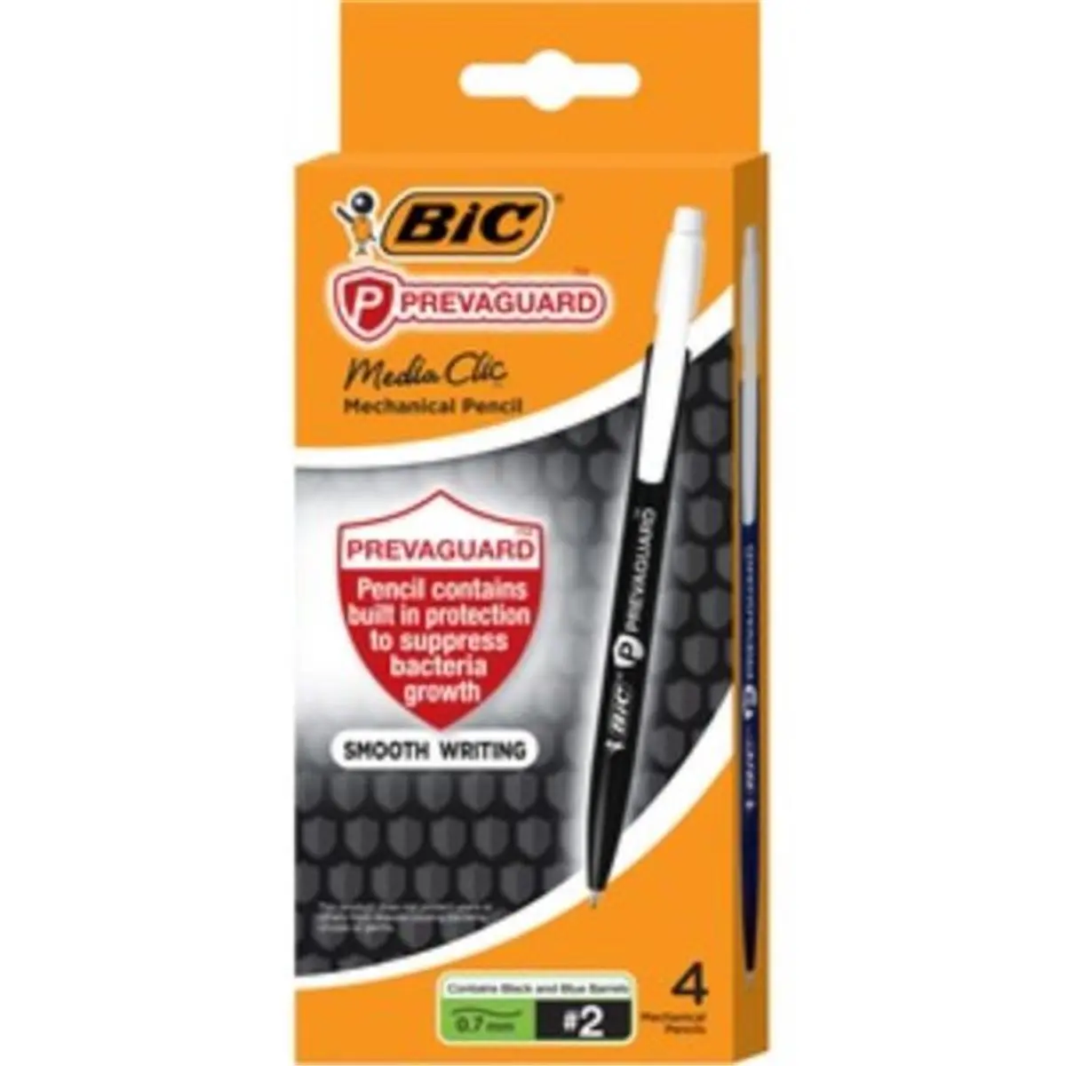 BIC Unisex Protective Mechanical Pencils - 0.7mm, Plastic Body, Single Click, Smooth Writing, Protective Agent, Bacteria Growth Suppression, Easy-to-Use Design, Smudge Prevention, Pack of 4, Prevent Smudging