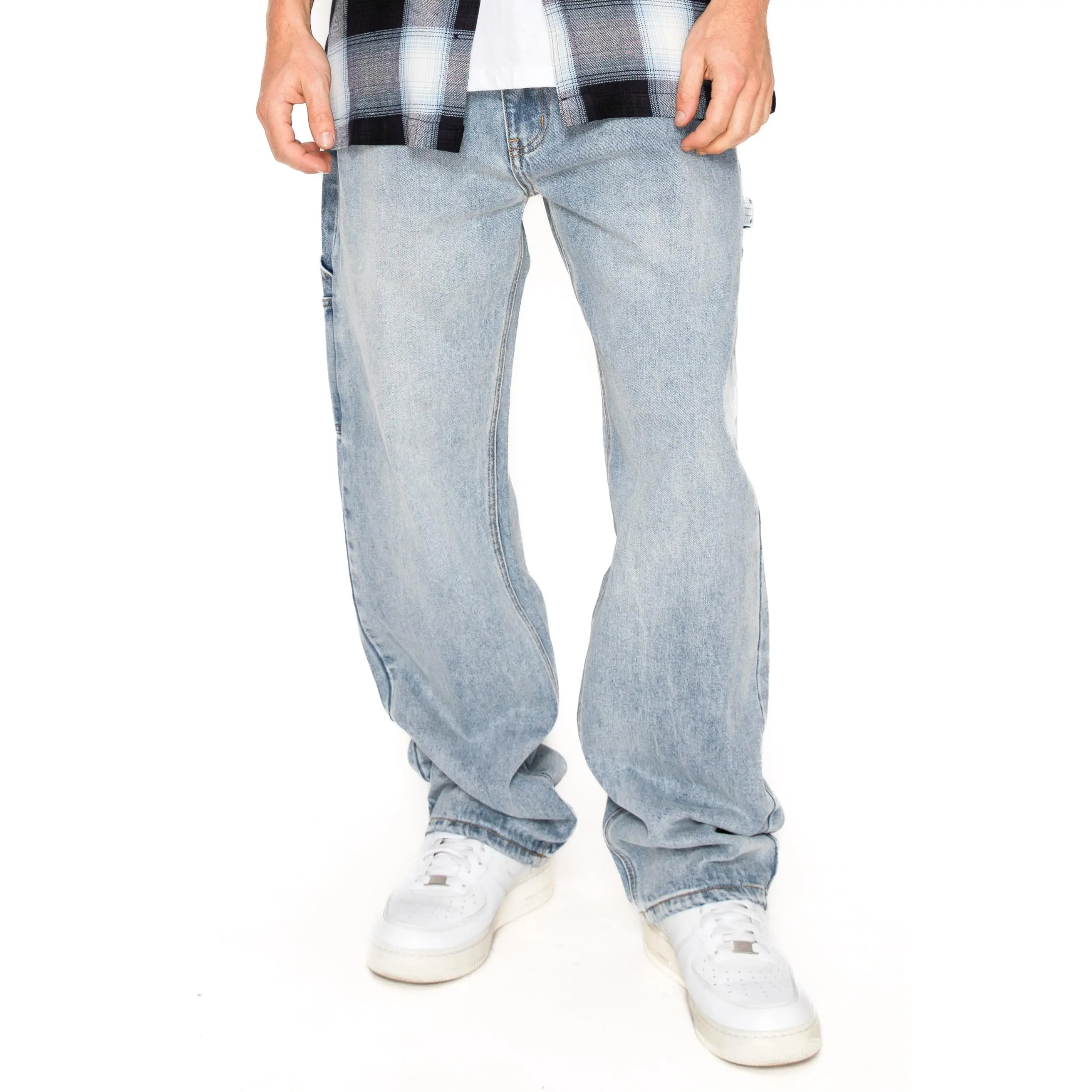VICTORIOUS Workman Baggy Fit Carpenter Pants, Menswear  13oz 100% Cotton Denim with Utility Pockets and Zip-Fly Closure