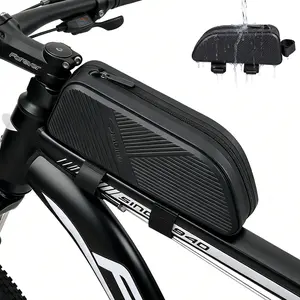 TGPao Waterproof Top Tube Bike Bag for Mountain Bikes, Large Capacity Front Triangle Storage Pouch with Reflective Stripes, Protect Your Phone, Money and Other Valuable Items