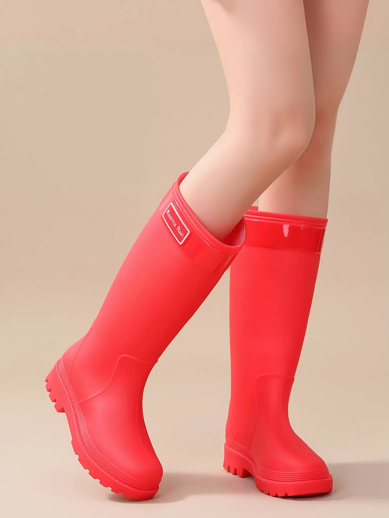 Women's Waterproof Mid-Calf Rain Boots, Durable PVC Garden Shoes with Comfortable Insole, Non-Slip Slip-On Outdoor Work Boots, Pull On Boots