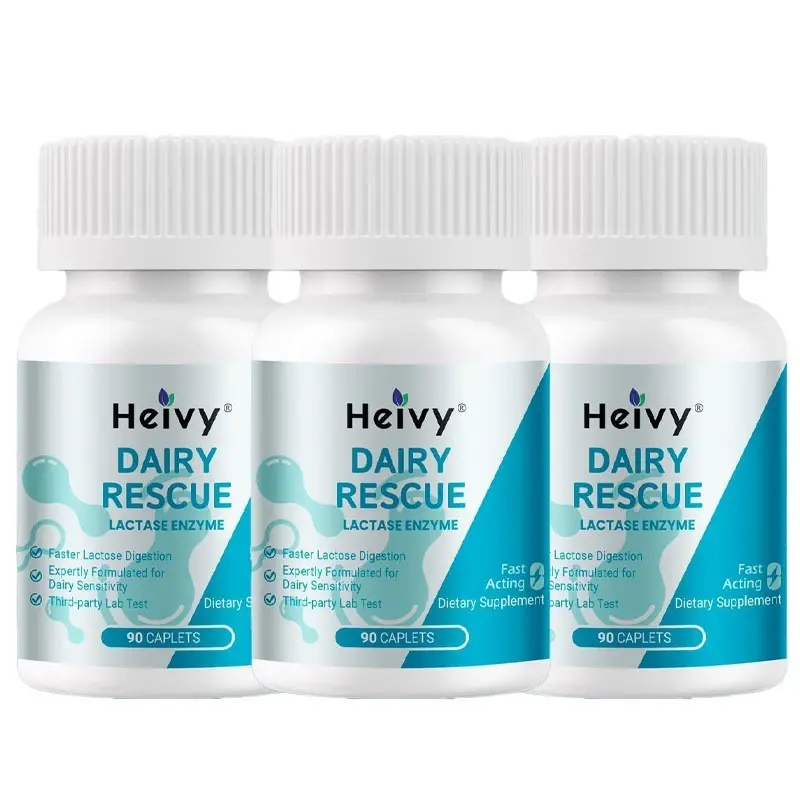 Heivy Lactase Enzyme 9000 FCC Dairy Relief Fast Acting Supplement, Lactose Intolerance Pills 90 Caplets