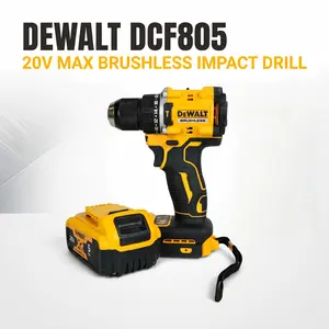 DeWalt DCF805 Brushless Impact Drill 1/2 Inch Keyless Chuck 90 N m for Machine Screws M3 to M8 and Light Drilling with 2 Speed 0 2000 RPM 3 Mode LED and 34000 BPM Battery and Charger Included cordless ratchet wrench vehicle repair Compact Set