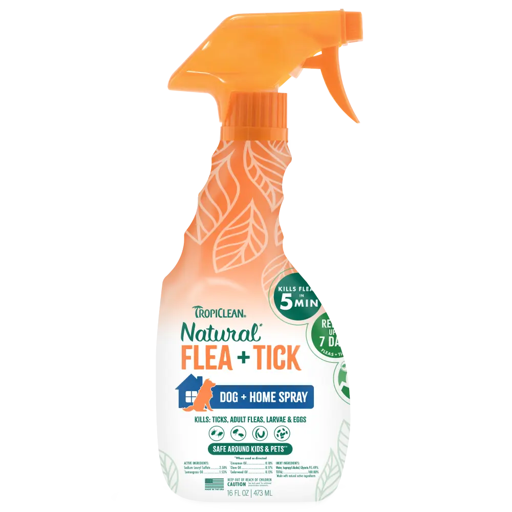TropiClean Natural* Flea + Tick Dog Spray, 16oz TropiClean Natural* Flea + Tick Dog Spray, 16oz