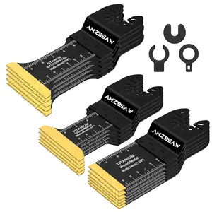 16 PCS Titanium Oscillating Saw Blades Metal Cutting, Multitool Blades for Soft Metal Nails Hard Material and Wood Plastic, Multi Tool Blades Kits Fit