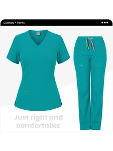 Hot Sale Nurse Scrubs Set Women Anti Wrinkle Washable Soft Hospital Uniform Workwear Scrubs Women Scrubs Sets Accessories Fitted