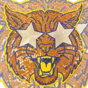 CY Sequin Tiger Iron On Patch Large Embroidered Applique DIY Craft Accessories for Clothes Sweatshirts Jackets Backpacks Team Uniforms
