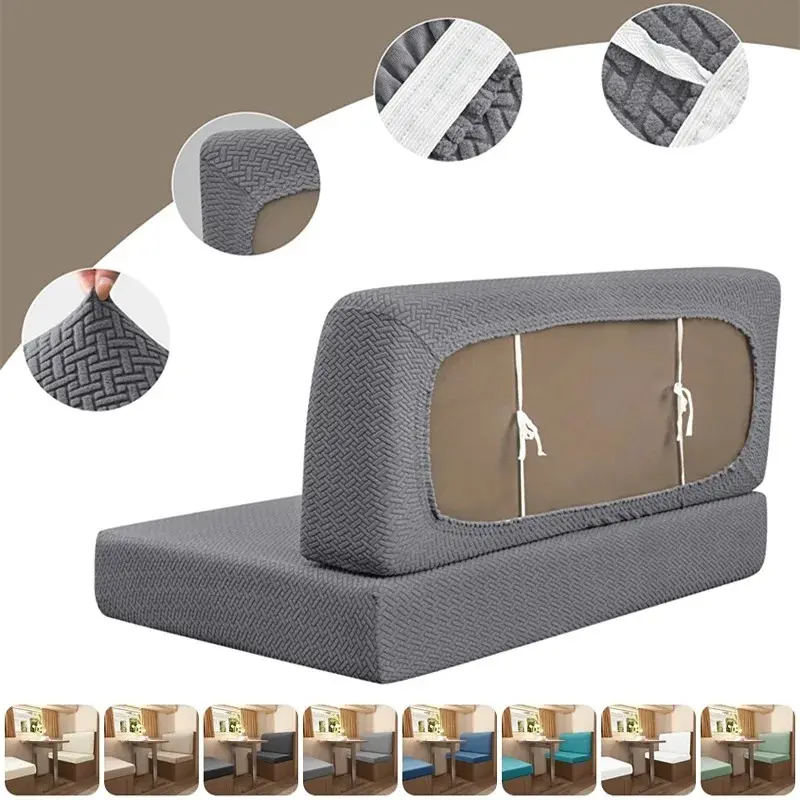 Simple Solid Polyester Fleece Rectangular Cushion Covers - 2-Piece Sets, Stretch Dust Covers for Couch Booth Seats, RV Camper Car Bench Backrests