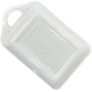 Ceramic Multi-Function Manual Garlic Grater Plate, Ginger Grinder & Garlic Mincer with Raised Teeth for Baby Food, Vegetables, Fruit & Spices, White