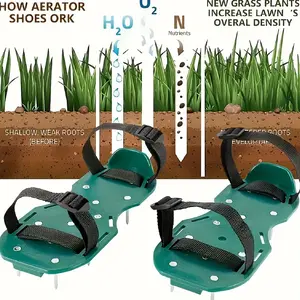 Adjustable Garden Aerator Shoes, Lawn Spike Sandals for Yard Grass, No Installation Required, Weighted Spike Aerator Tool, Fit, Durable