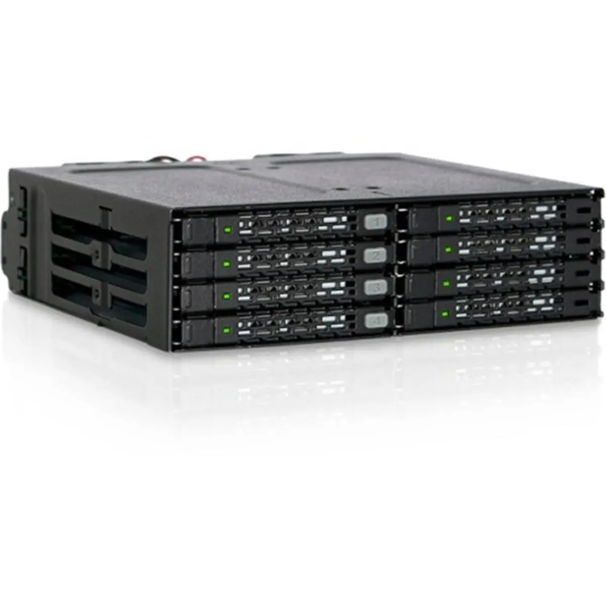 Icy Dock ToughArmor MB998IP-B Rugged Enterprise Metal Internal Hard Disk Enclosure, 5.25" Bay Fit, 8 x 2.5" HDD Support (5mm-7mm Height), 2 x 15pin SATA Power Ports, Hot-Swap 2.5" Conversion Tray Compatible, 2.2 lbs, Black, Hdds