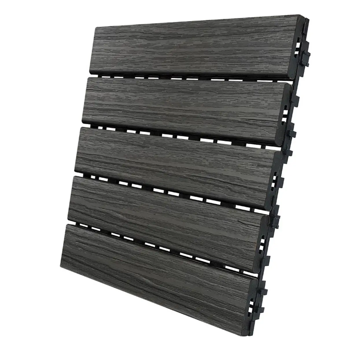 212 MAIN Compact Durable Outdoor Composite Wood Tile Floor - 12x12 in Square, 6-Pack, 6 sq ft, Snap-On Edges, Driftwood Finish - Ideal for Balconies, Decks, Water Sports & Sailing Use