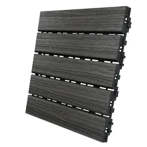 212 MAIN Driftwood-Look Composite Outdoor Wood Tile Floor, 12x12 in, 6 sq ft, Snap-On Edges, Pack of 6 - For Balconies, Decks