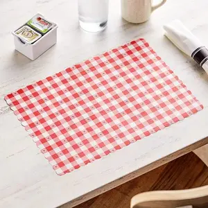 Red Scalloped Paper Placemats 50PCS, Disposable Table Mats 10x14", Elegant Party Table Decor for Wedding, Dinner & Picnic