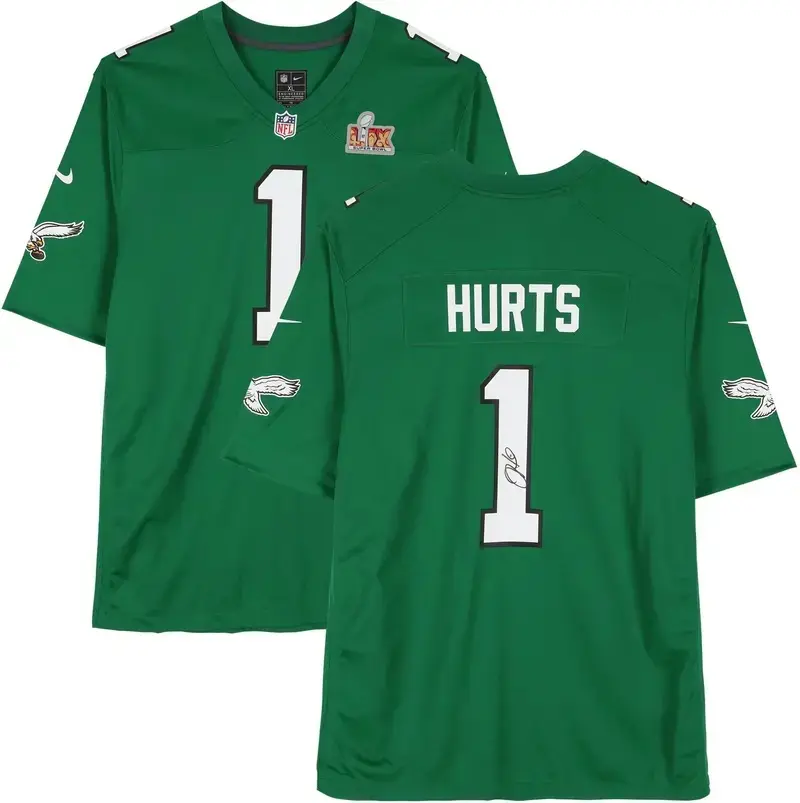Jalen Hurts Philadelphia Eagles Autographed Nike Kelly Green Super Bowl LIX Patch Game Jersey - Fanatics Authentic Certified