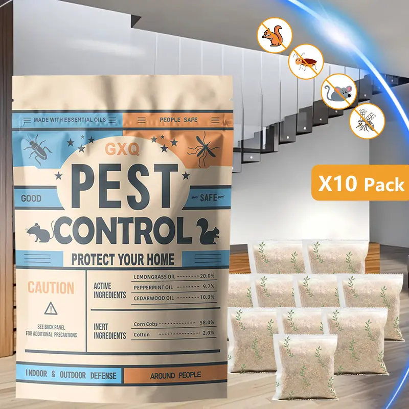 Rodent Repellent, 10-Pack - Suitable for Indoor and Outdoor Use, Natural Peppermint Scent, Repels Rats, Cockroaches, and Mosquitoes, the Ideal Choice for Household Pest Control.