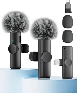 2-Pack Mobile Wireless Lavalier Lapel Microphones with Noise Reduction, Plug-and-Play Mini Mics for iPhone, iPad, Android Phones, USB Type-C Compatibility, Audios for Video Recording, Podcasts