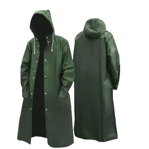 Men’s Waterproof Full-Body Rain Poncho – Solid-Color Hooded Long-Sleeve EVA Cloak for Outdoor Cycling, Hiking, Camping, and Travel