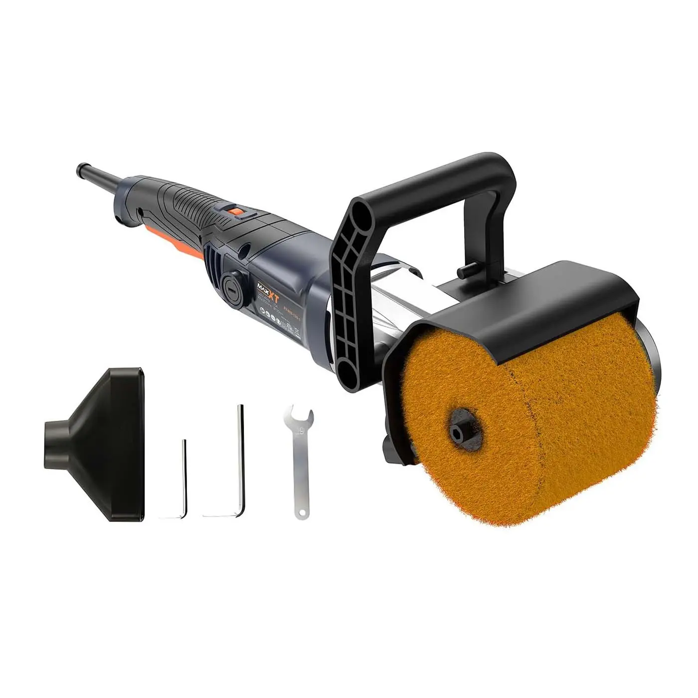 MAXXT Drum Polishing Machine 1300W Handle Polisher for Metal, Wood, and Stainless Steel Polishing Wire Drawing Machine and Wheel Sander Wtih Steel Wheel Ergonomic Design for Versatile Use Grinding Power Tools