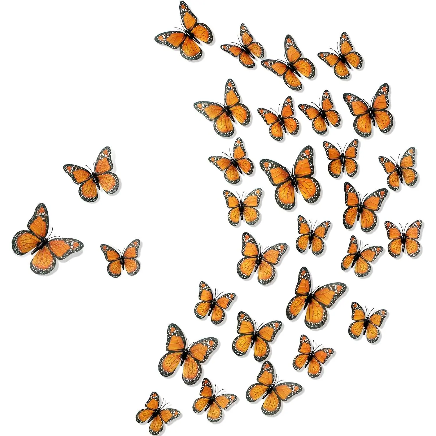 48 Orange Monarch Butterfly Decorations 3 Size  Butterflies Realistic Butterfly Craft Artificial Mariposas Wall Decor for Craft Wedding  Birthday Party (3.2inch,4inch,4.7inch)