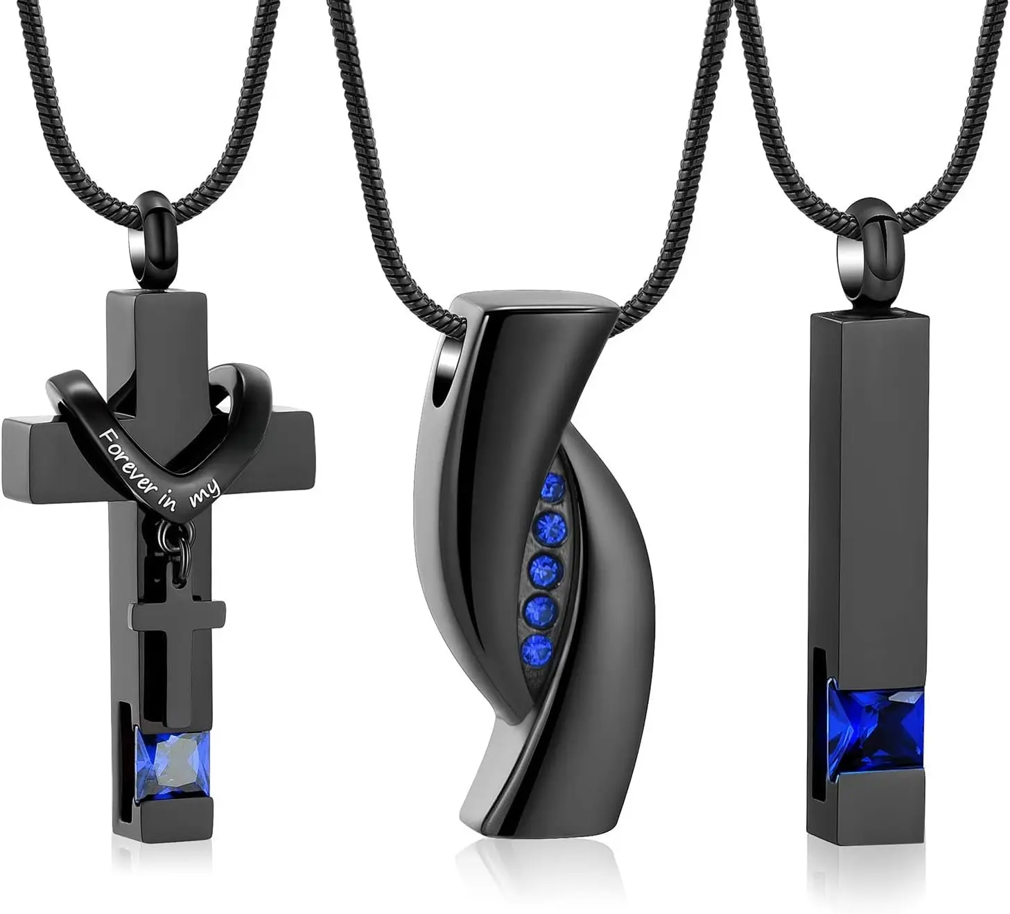 3 Pack Cremation  Urn Necklace for Ashes for Women Men, Cross Infinity Bar Urn Pendants for Human Ashes Adult Memorial Lockets Ash