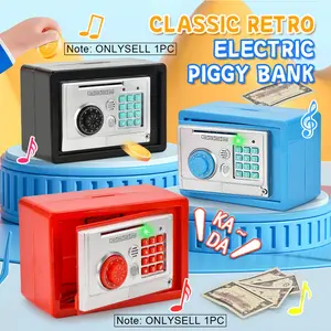Child Digital Piggy Bank with Electronic Password Lock & Automatic Coin Slot, Fingerprint Recognition Safe Box, Cash Saving Box, Money Savings Box, Creative Birthday Gift for Boys Girls