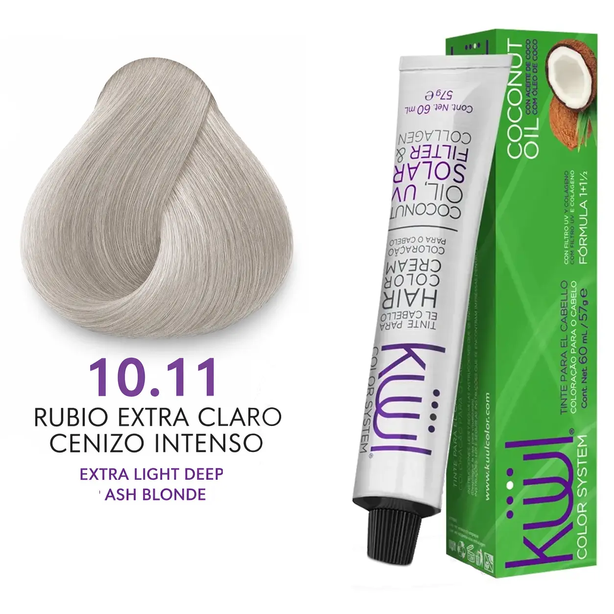 Kuul Color System [ 10.11 ] Rubio Extra Claro Cenizo Intenso | Extra Light Deep Ash Blonde | Tinte Para El Cabello | Permanent Hair Dye | 3.04 fl oz / 90 ml