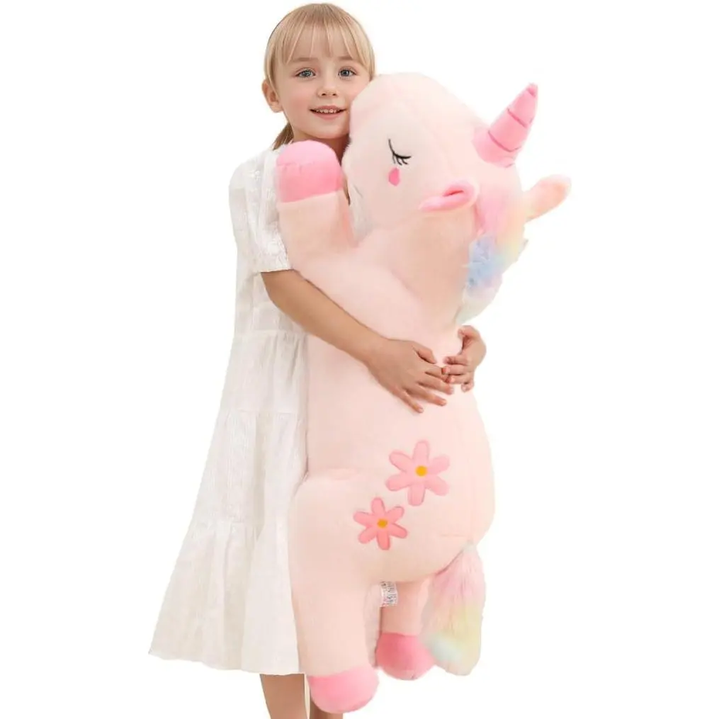32inch Cute Giant Pink Unicorn Plush, Jumbo Soft Body Pillow Pet, Large Rainbow Unicorn Stuffed Animals Toy, Big Doll for Kids Girls and Boys Birthday