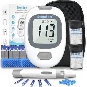 Blood Glucose Monitor Kit –100 Test Strips, 100 Lancets,1 Glucometer, 1 Lancing Device,High Accuracy, Large Display, No Coding, Portable for Home & Travel