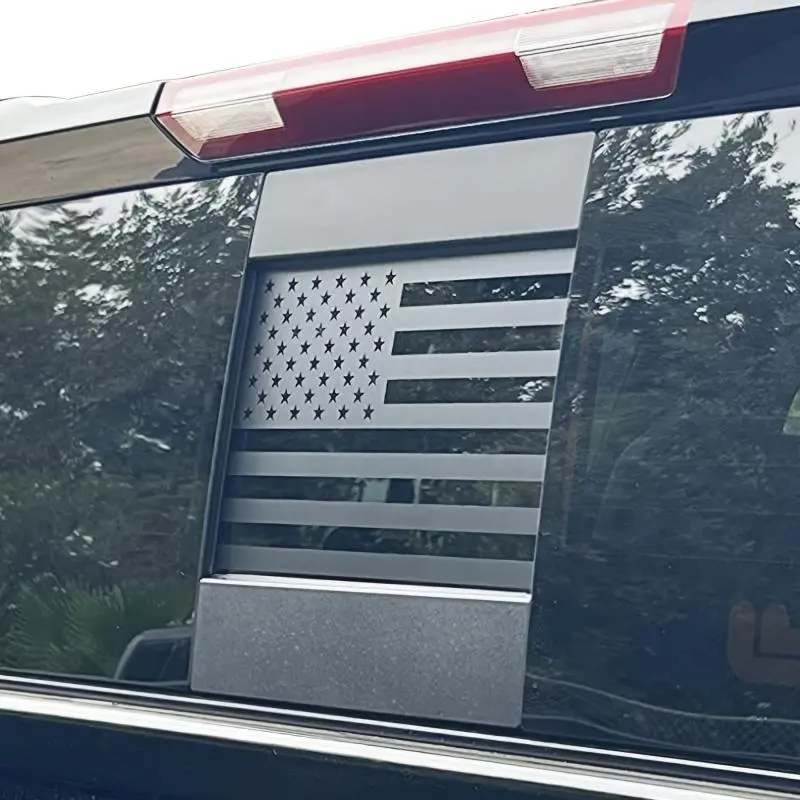 American Flag Pattern Car Rear Window Sticker, Self Adhesive Automotive Decal, Car Window Stickers, Car Window Decals, Car Truck Decal, Car Exterior Decoration Accessories for Ford F150 F250 F350 (2015-2023)