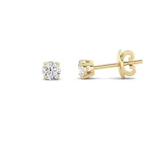 1.00 Carat Lab Grown Diamond Stud Earrings – F/VS Round Brilliant in Yellow Gold Over Sterling Silver | Luxury Gold Statement Studs