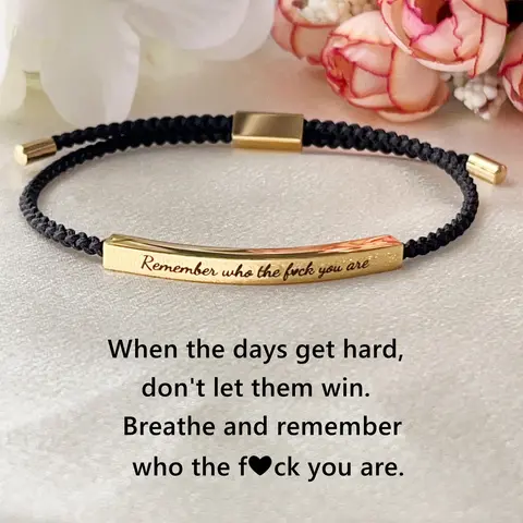 modmints Unisex Stainless Steel Adjustable Link Bracelet - Stainless Steel Bangle, 4-9" Fit Range, Engraved "Remember Who You Are", Rose Gold Option, Gift Boxed, Inspirational Jewelry, Daily Wear, Ideal Anniversary Gift for Adults Facing Life's Challenges