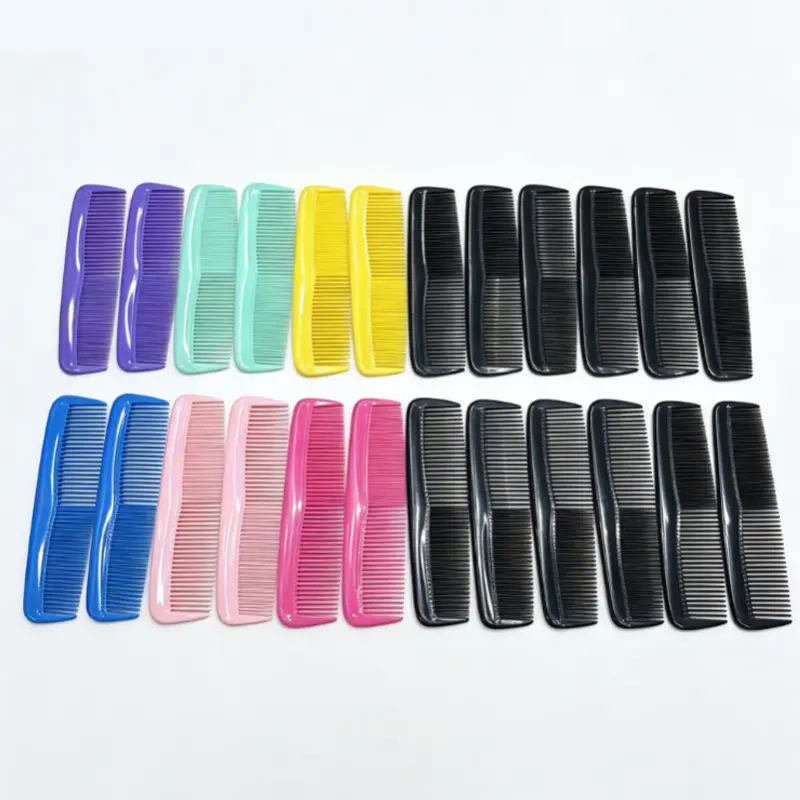 12-Piece Pocket-Size Travel-Ready Plastic Hair Combs, Lightweight Fine-Tooth Antistatic Detangling Combs for Business Trips & Vacations, All Hair Types, 6 Colours Including Black