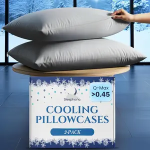 SLEEPHORIA Cooling Pillow Cases for Hot Sleepers, 2 Pack Standard Size Cool Pillow Case Cover with Durable Zipper, Silky Soft & Stays Cool All Night, Gentle on Hair & Skin