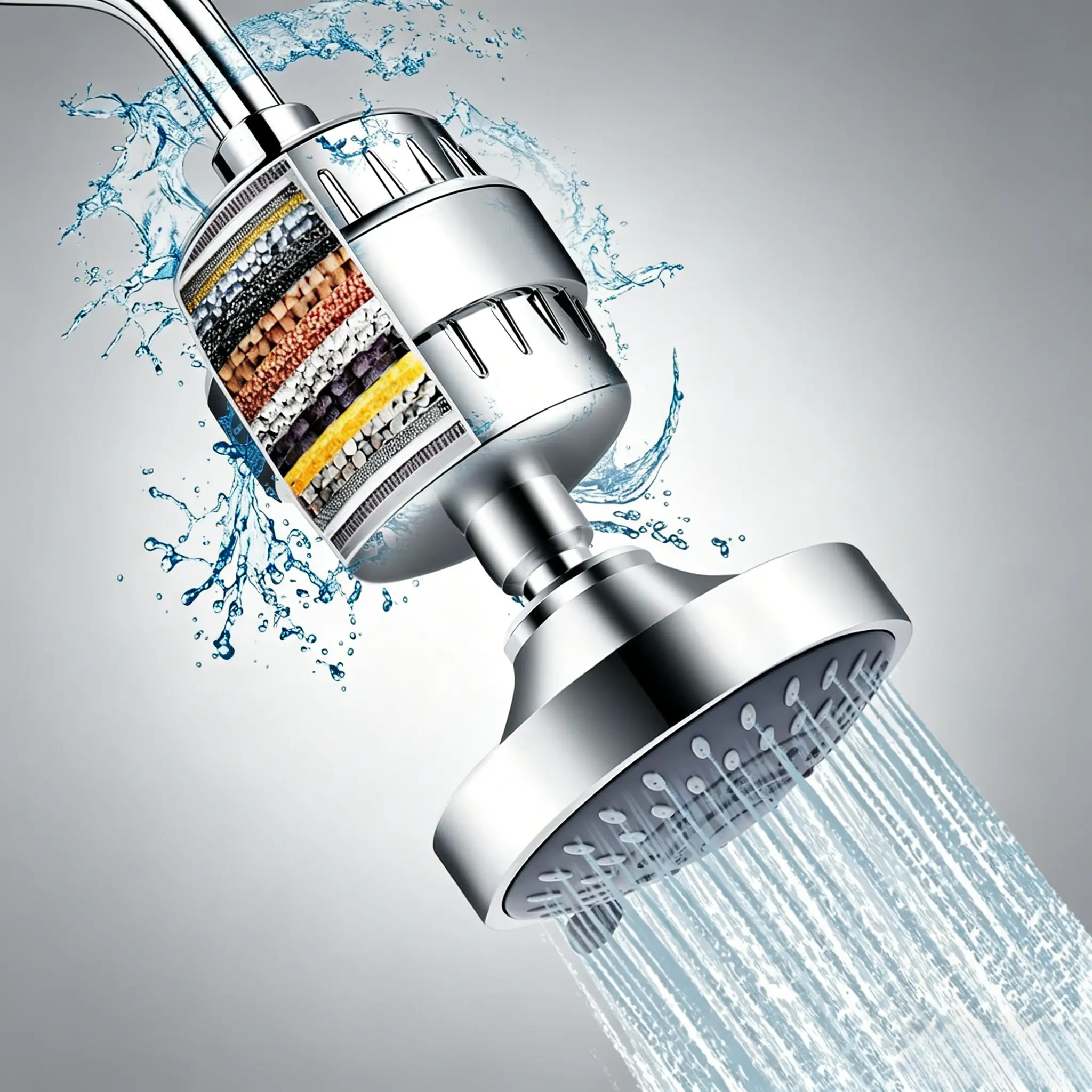Shower Head and 15 Stage Shower Filter Combo, High Pressure 5 Spray Settings Filtered Showerhead with Water Softener Filter Cartridge for Hard Water Remove Chlorine and Harmful Substances