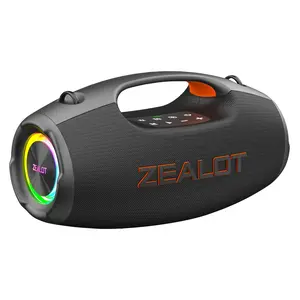 ZEALOT Ultra Portable Bluetooth Speaker with Carry Handle & Shoulder Strap, 60W HD Sound Deep Bass, IPX6 Waterproof, RGB Lights, 10H Playtime for Travel Camping Beach Party Gym