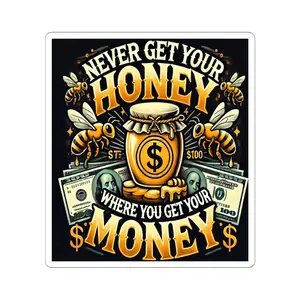Honey Money Kiss-Cut Stickers - Motivational Quote, Financial Success, Bee Lovers, Home Office Decor, Unique Gift Ideas decorative sticker vinyl sticker